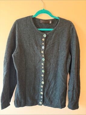 Merinomink Heathered Teal Button-Up Cardigan XL flaw